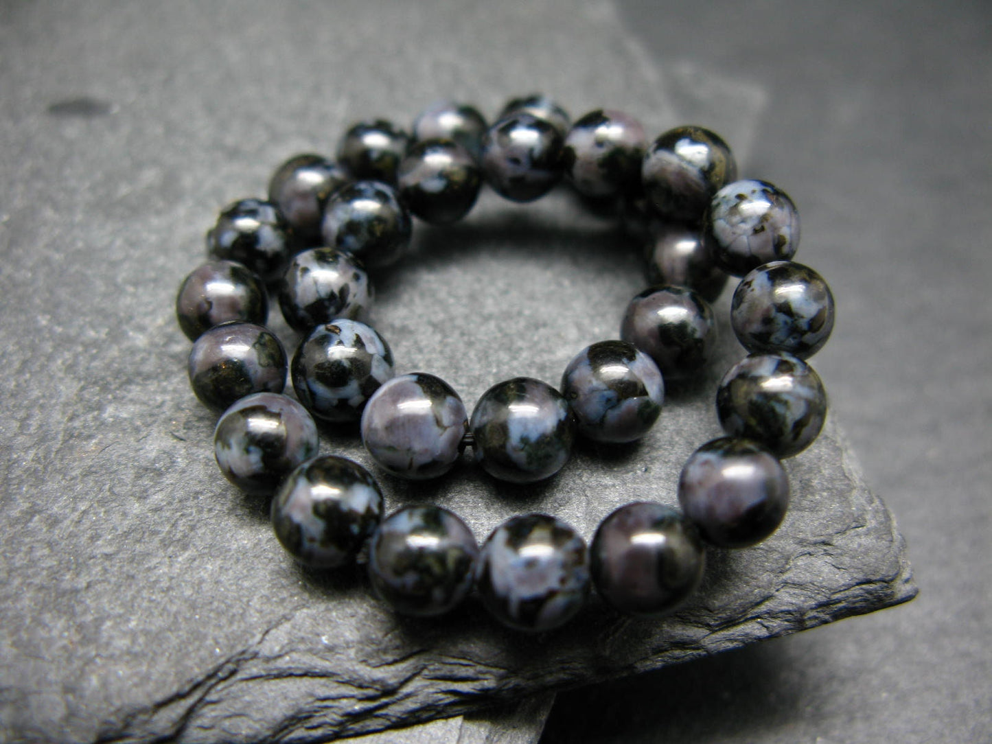 Gabbro Mystic Merlinite Genuine Bracelet ~ 7 Inches ~ 6mm Round Beads