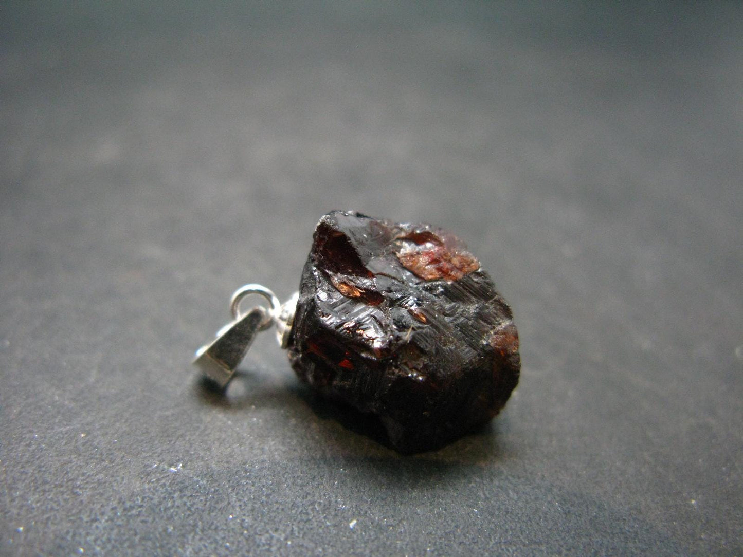 Gem Spessartine Spessartitne Garnet Pendant in SS From Brazil - 0.8" - 3.25 Grams