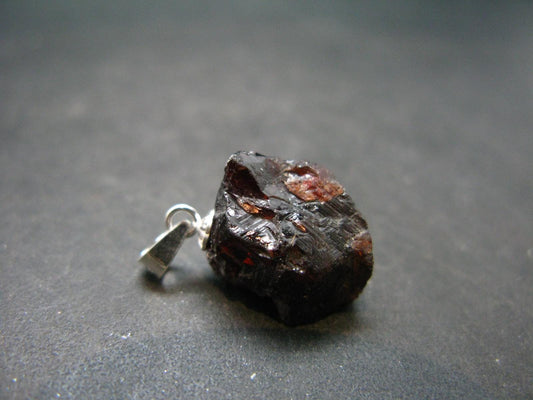 Gem Spessartine Spessartitne Garnet Pendant in SS From Brazil - 0.8" - 3.25 Grams