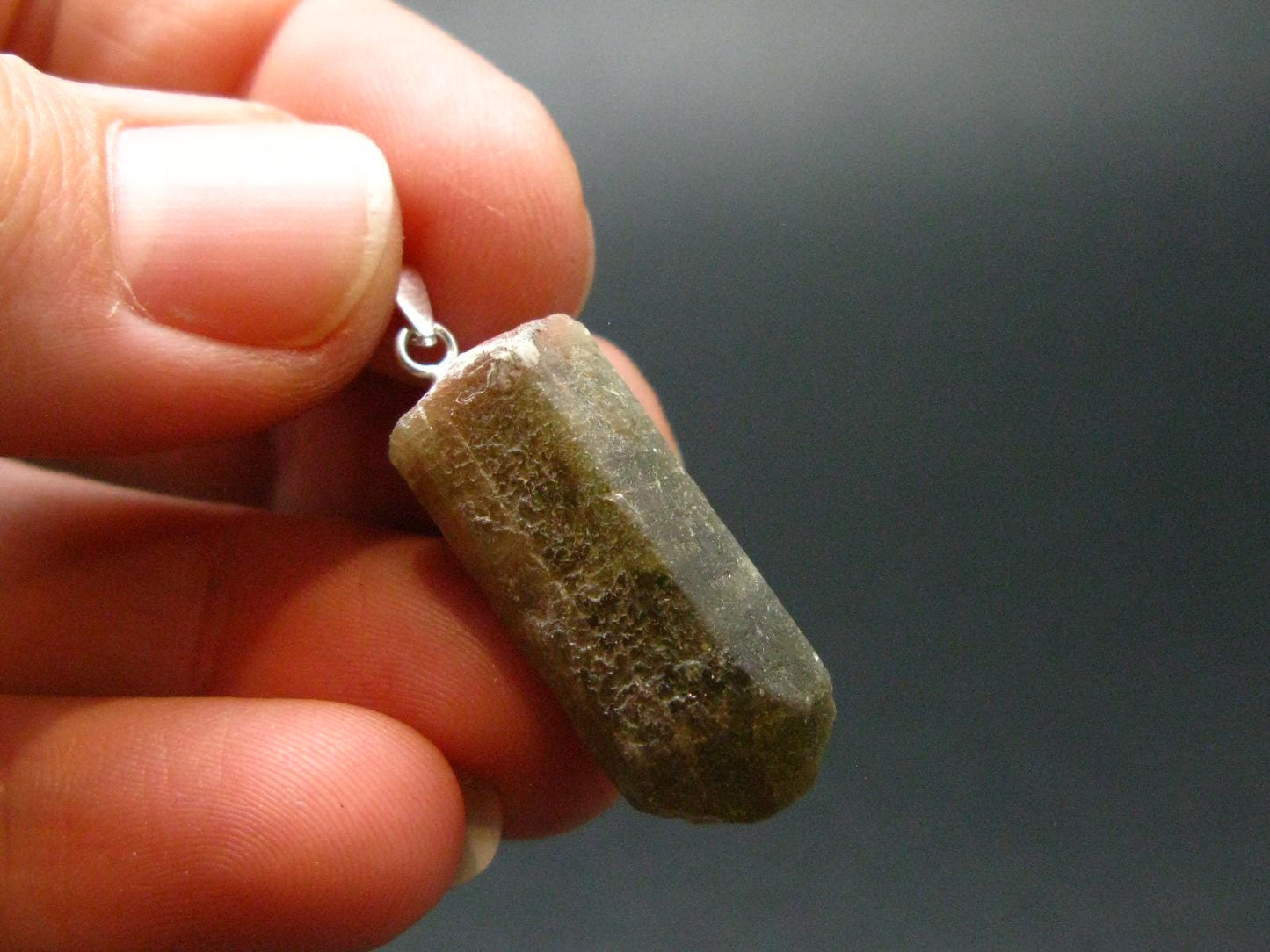 Green Apatite Crystal Silver Pendant From Portugal - 1.2" - 5.27 Grams