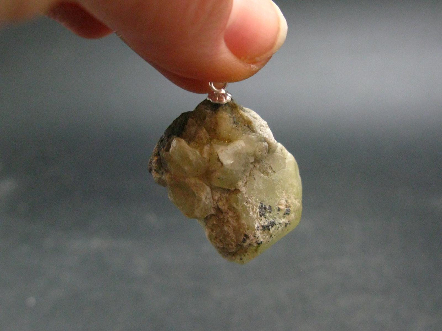 Datolite Crystal Silver Pendant From Russia - 1.3" - 12.85 Grams