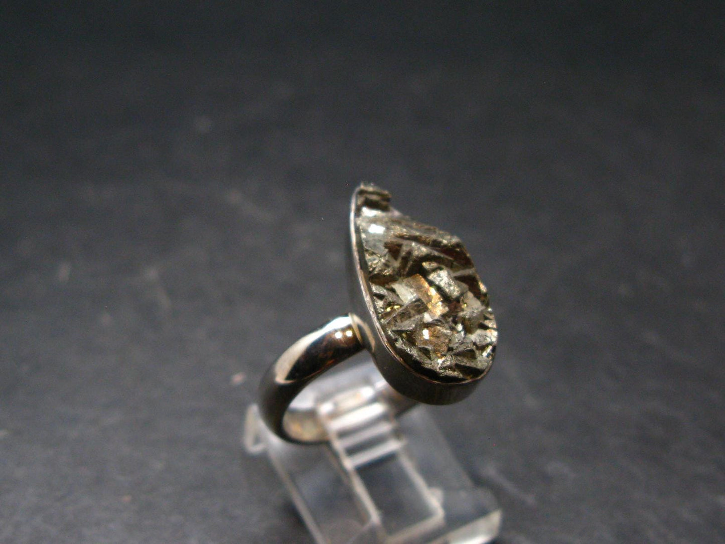 Large Raw Pyrite Silver Ring From Peru - 5.64 Grams - Size 8