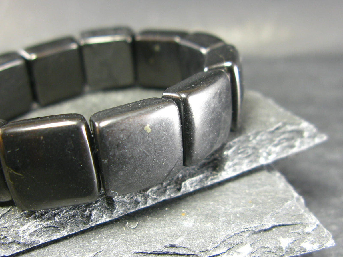 Shungite Genuine Bracelet ~ 7 Inches ~ 12mm Square Beads
