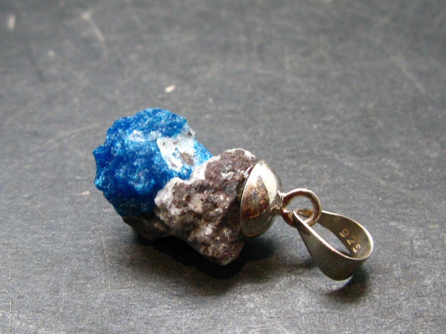 Cavansite Crystal Pendant In Sterling Silver From India - 1.1" - 2.71 Grams