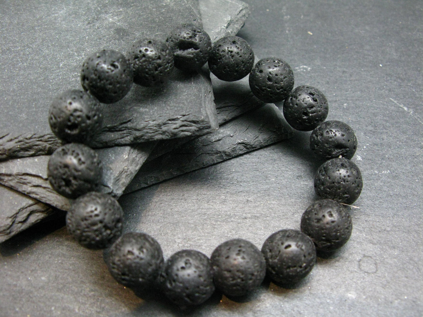 Lava Genuine Bracelet ~ 7 Inches ~ 12mm Round Beads