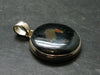 Very Rare Sterling Silver Nuumite Nuummite Pendant From Greenland - 1.4" - 7.80 Grams