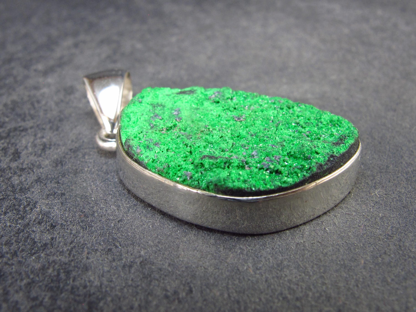 Uvarovite (Green Chromium Garnet) Cluster Silver Pendant from Russia - 1.4" - 7.0 Grams