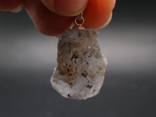 Gray Herderite Silver Pendant from Africa - 1.2" - 6.49 Grams
