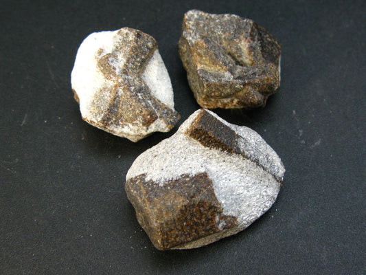 Fairy Cross!! Lot of 3 Dark Chocolate Staurolite Crystals from Russia