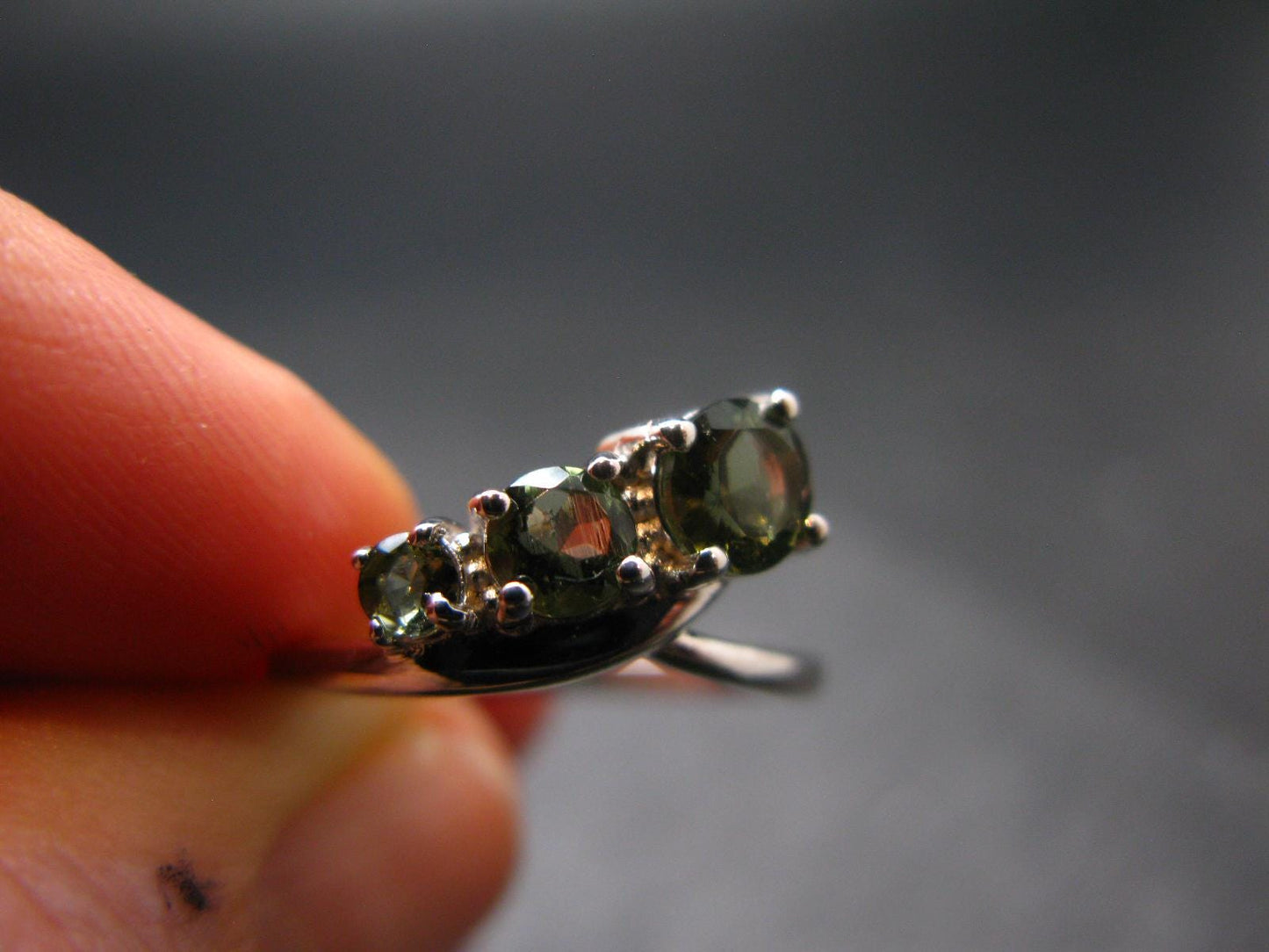 Moldavite Sterling Silver Ring From Czech Republic - Size 5.5 - 2.22 Grams