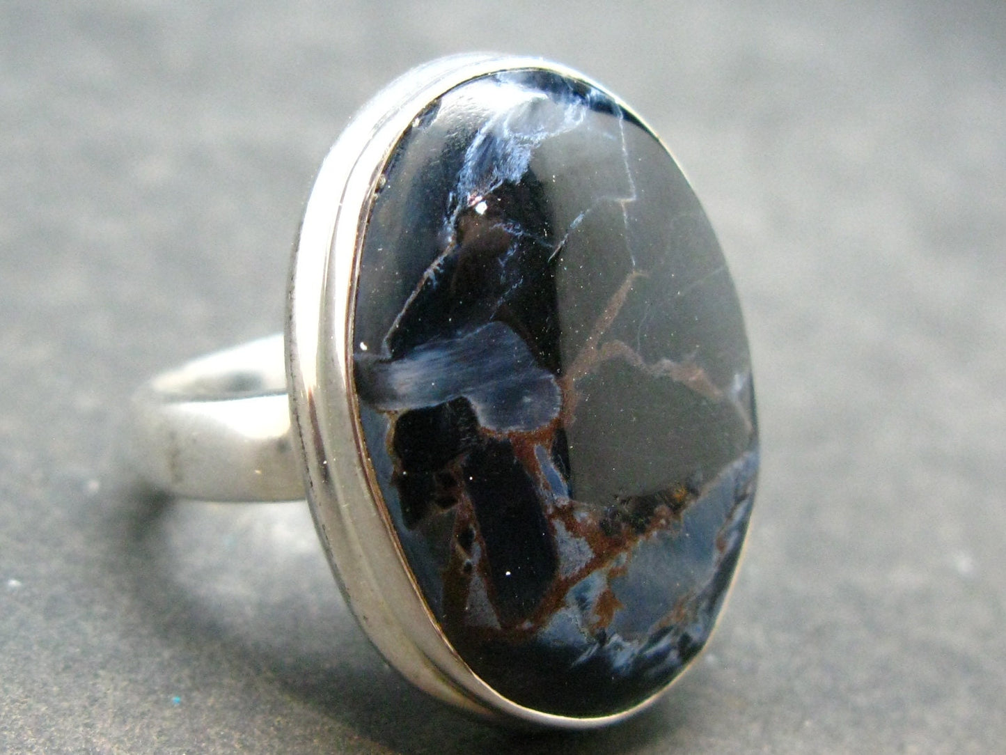 Pietersite Silver Ring From Namibia - Size 8 - 7.26 Grams