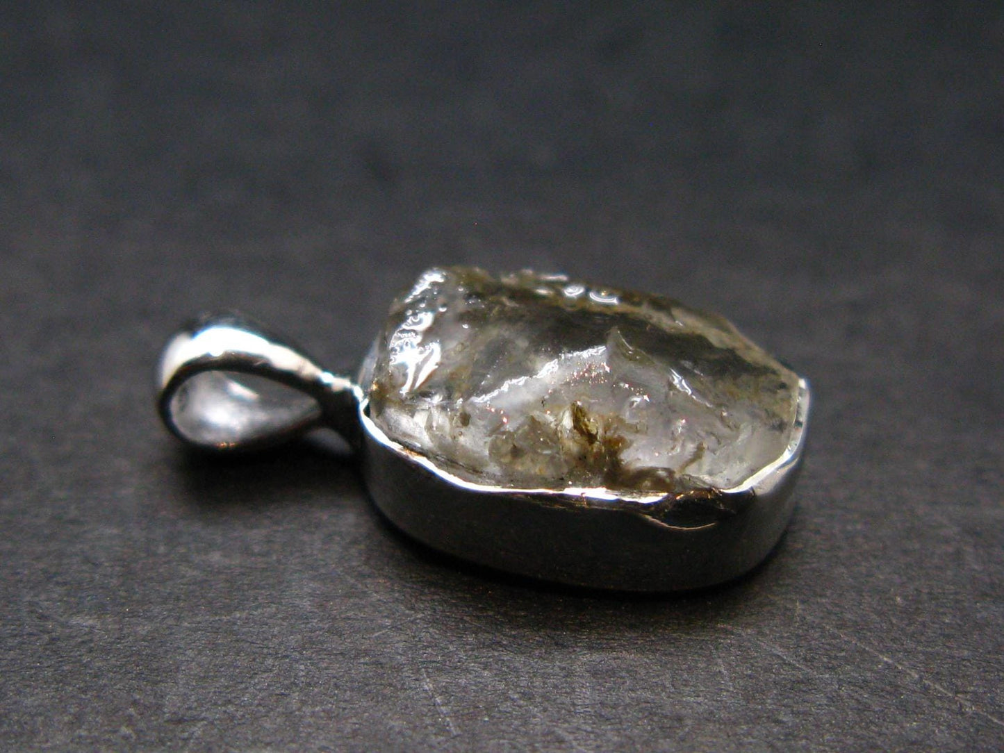 Gray Herderite Silver Pendant from Africa - 0.7" - 1.16 Grams