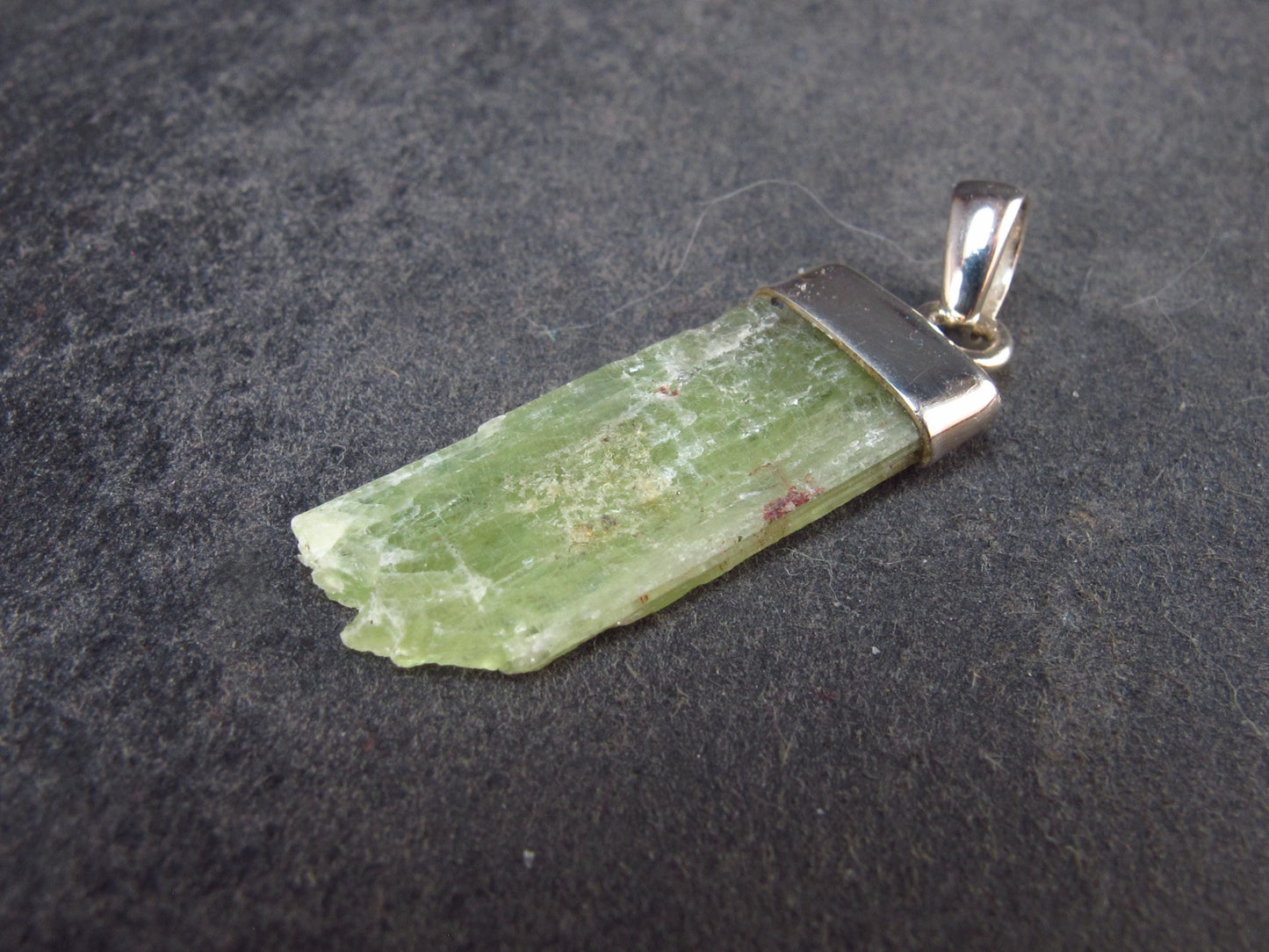 Green Kyanite Silver Pendant from Brazil - 1.2" - 1.91 Grams