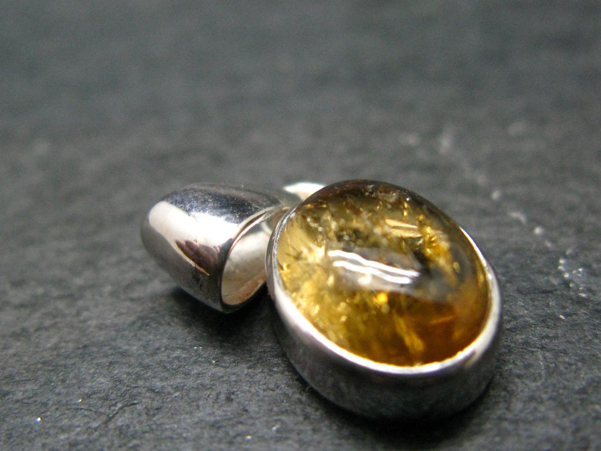 Imperial Topaz Crystal Silver Pendant from Brazil - 0.8" - 2.15 Grams