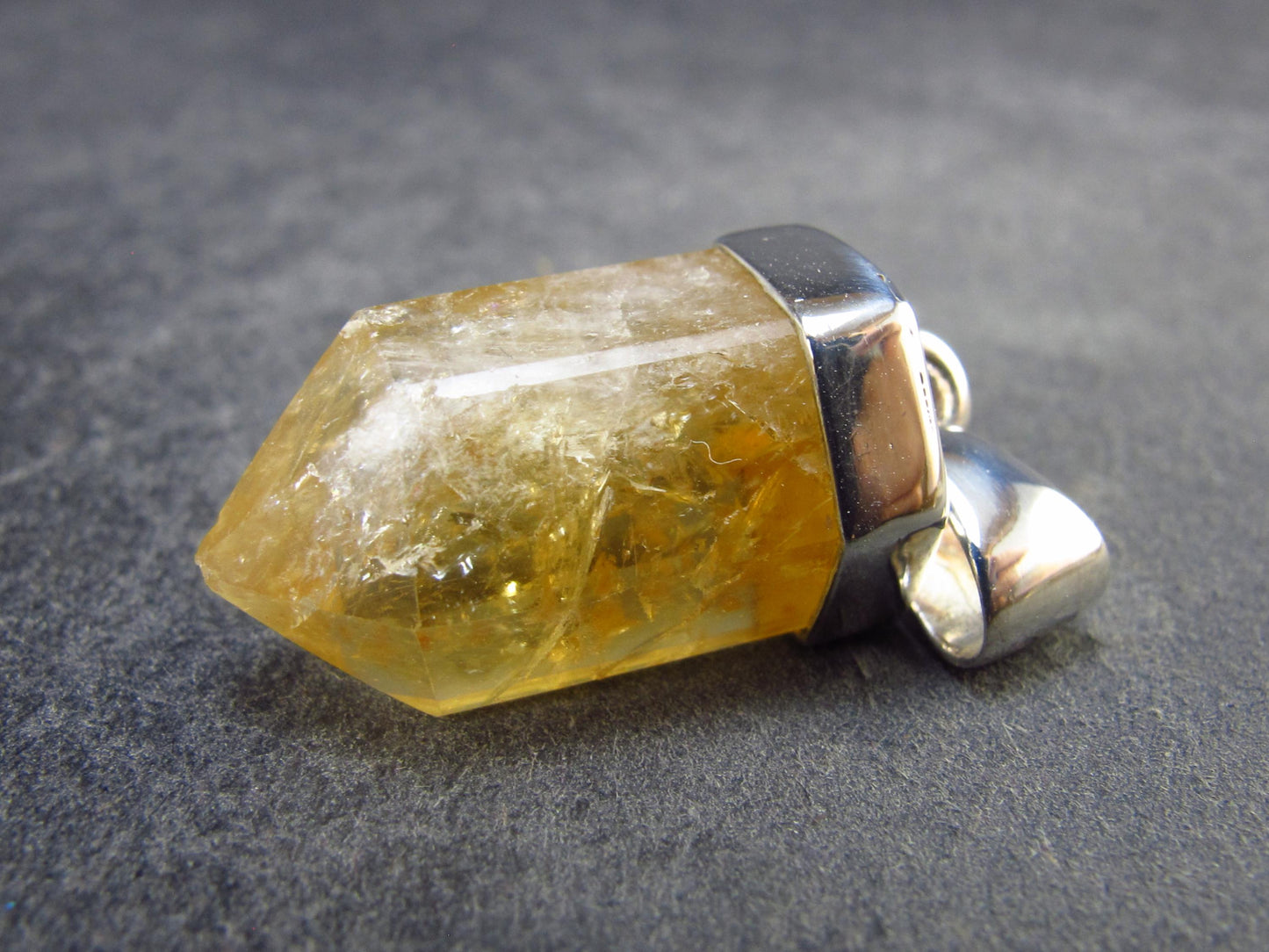 Yellow Citrine Sterling Silver Pendant from Brazil - 1.2" - 5.49 Grams