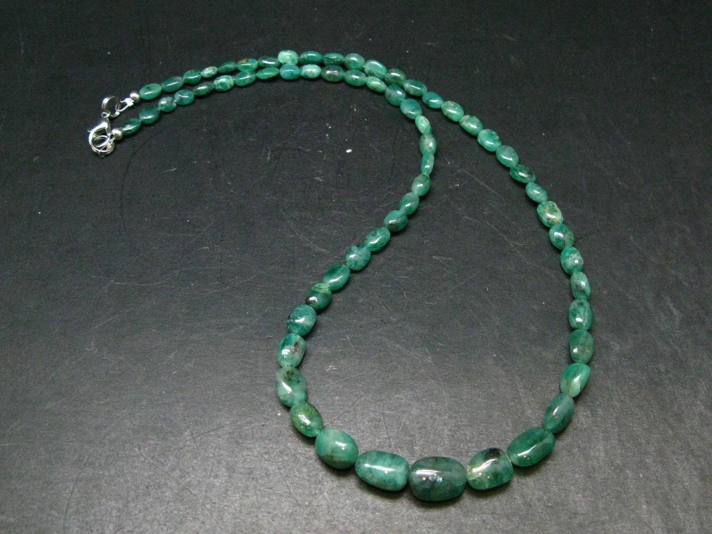 Emerald Tumbled Beads Necklace From Colombia - 17" - 14.90 Grams