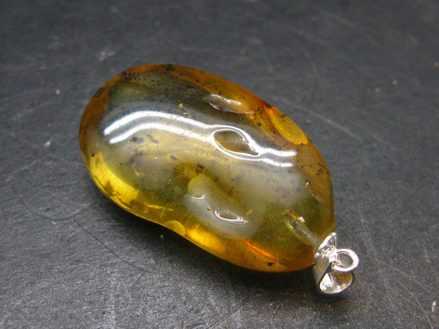 Natural Insects in Baltic Amber 925 Silver Pendant from Poland - 1.6" - 3.90 Grams