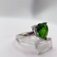 Green Helenite Heart Ring – Sterling Silver Romantic Gemstone Statement Ring
