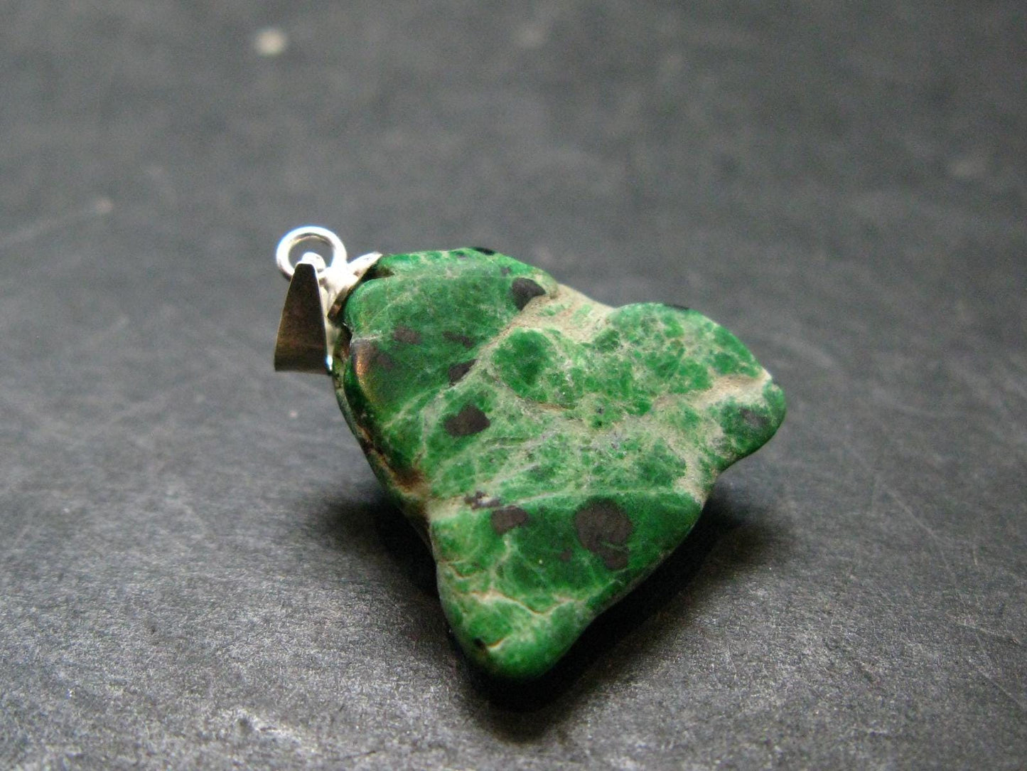 Extremely Rare Natural Maw Sit Sit Crystal Silver Pendant from Myanmar - 1.0" - 4.0 Grams