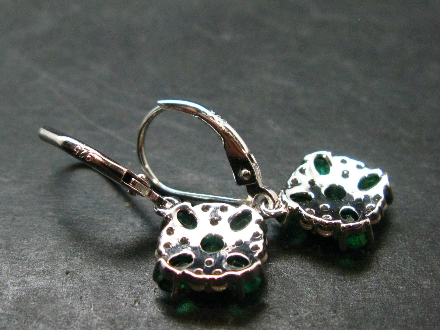 Gem Emerald Faceted Silver Earrings From Colombia - 2.59 Grams Total