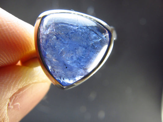 Gem Terminated Blue Tanzanite Silver Ring from Tanzania - 4.40 Grams - Size 9.75