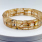 Golden Rutilated Quartz Tile Bracelet – Natural Gemstone Stretch Jewelry