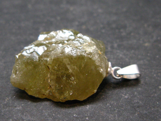 Rare Titanite Sphene Crystal Silver Pendant From Tanzania - 1.1" - 5.31 Grams