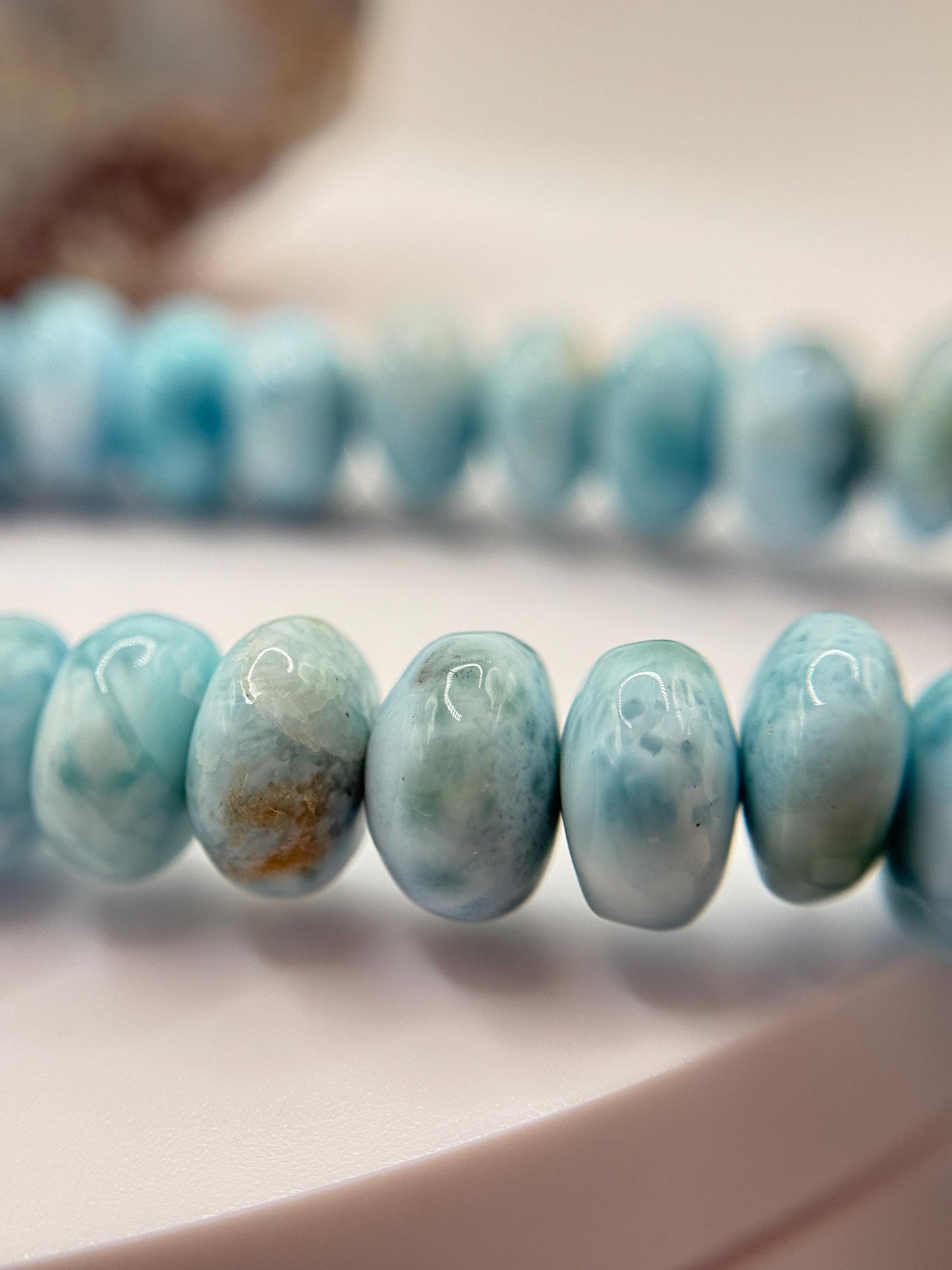 Larimar Bead Necklace Natural Blue Stone Necklace Ocean Inspired Jewelry Gift
