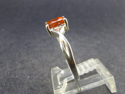 Faceted Orange Kyanite Crystal Silver Ring From Brazil - 2.2 Grams - Size 8.25