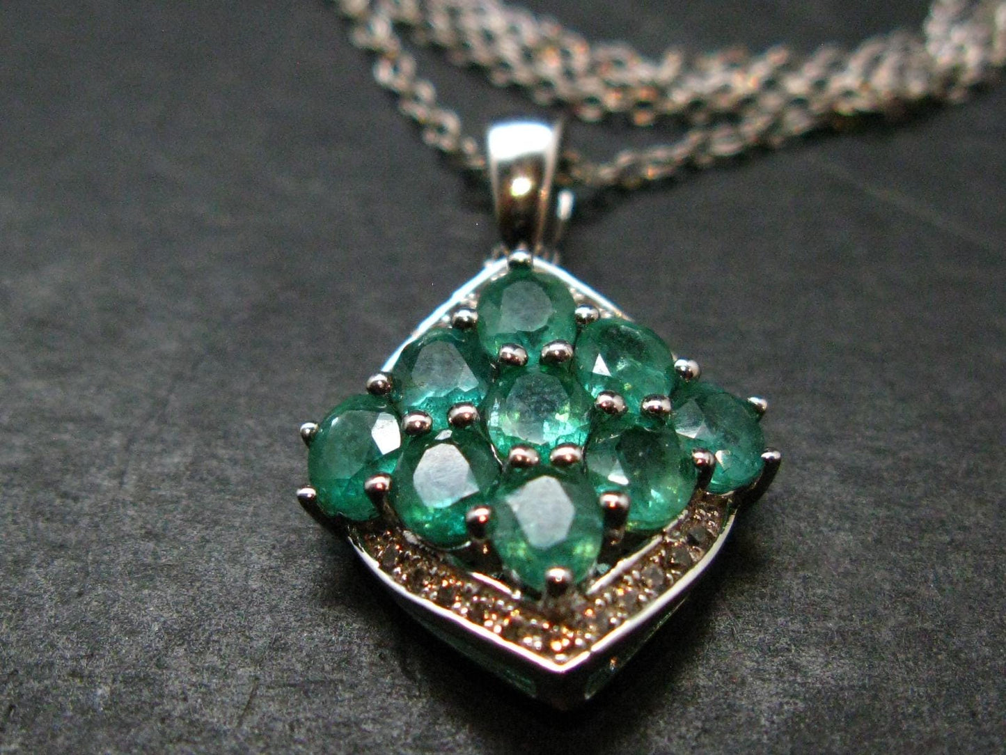 Emerald Silver Pendant W/Chain From Colombia - 3.86 Grams Total