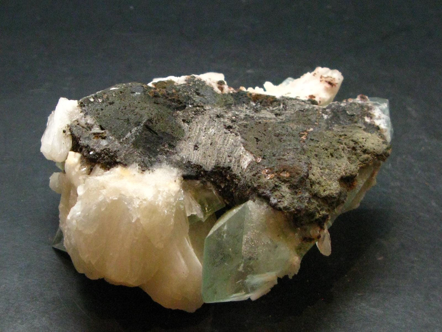 Green Apophylite & Stilbite Cluster From India - 3.9" - 237.54 Grams