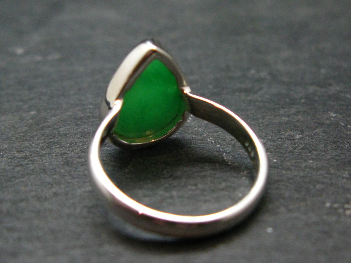 Natural Apple Green Chrysoprase 925 Sterling Silver Ring From Australia - 3.34 Grams - Size 7
