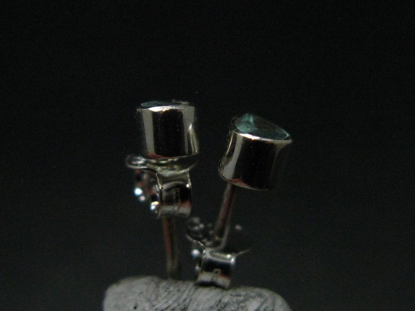 Alexandrite Gem Silver Stud Earrings From Russia - 0.87 Grams