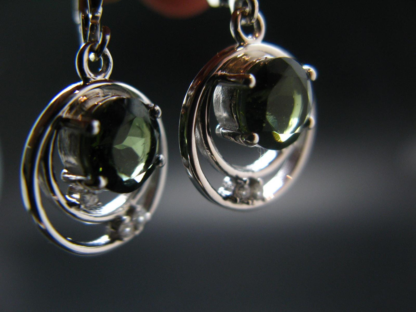 Moldavite Tektite Silver Earrings from Czech Republic - 4.29 Grams