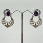 Sterling Silver Amethyst Earrings – Vintage-Inspired Filigree Design - Weight 6.00 Grams