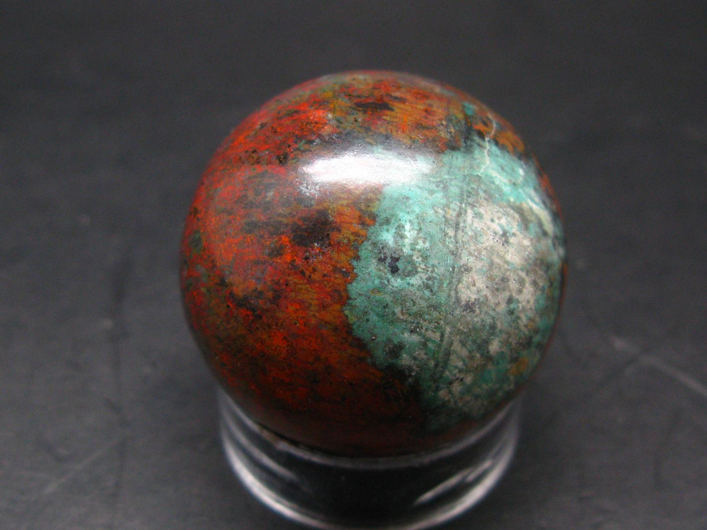 Crimson Cuprite w/ Chrysocola Sphere Ball from Mexico - 1.4" - 72.1 Grams