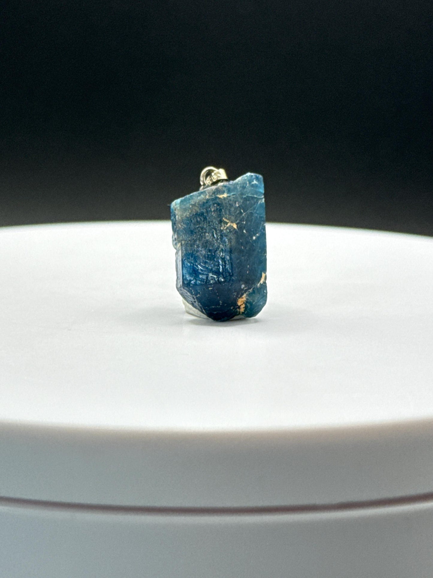 Raw Blue Apatite Sterling Silver Pendant | Natural Crystal Charm