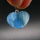 Lemurian Aquatine Blue Calcite Silver Heart Pendant from Argentina - 1.0" - 5.40 Grams