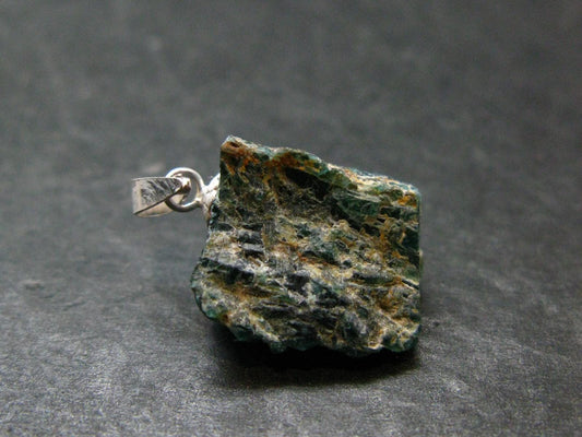 Extremely Rare Rough Grandidierite Silver Pendant From Madagascar - 0.9" - 2.94 Grams