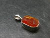 Raw Fire Opal Sterling Silver Pendant From Mexico - 0.7" - 1.06 Grams