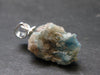 Rare Raw Blue Euclase Gem Crystal Silver Pendant from Zimbabwe - 0.6" - 2.0 Grams