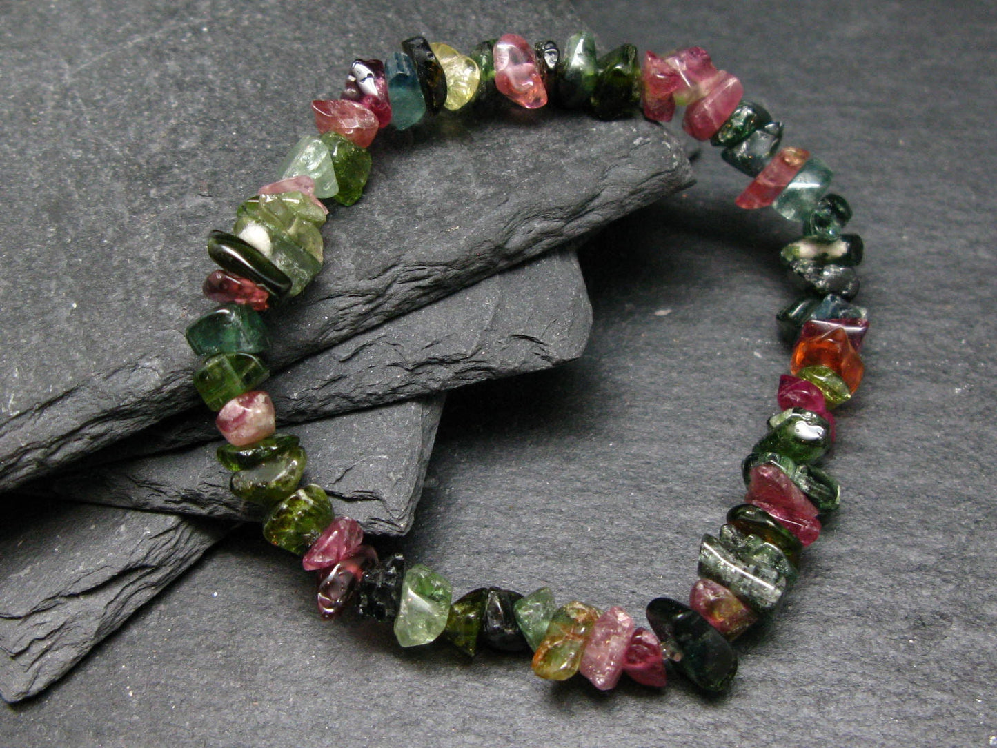 Watermelon Bicolor Tourmaline Genuine Bracelet ~ 7 Inches ~ 8mm Tumbled Beads