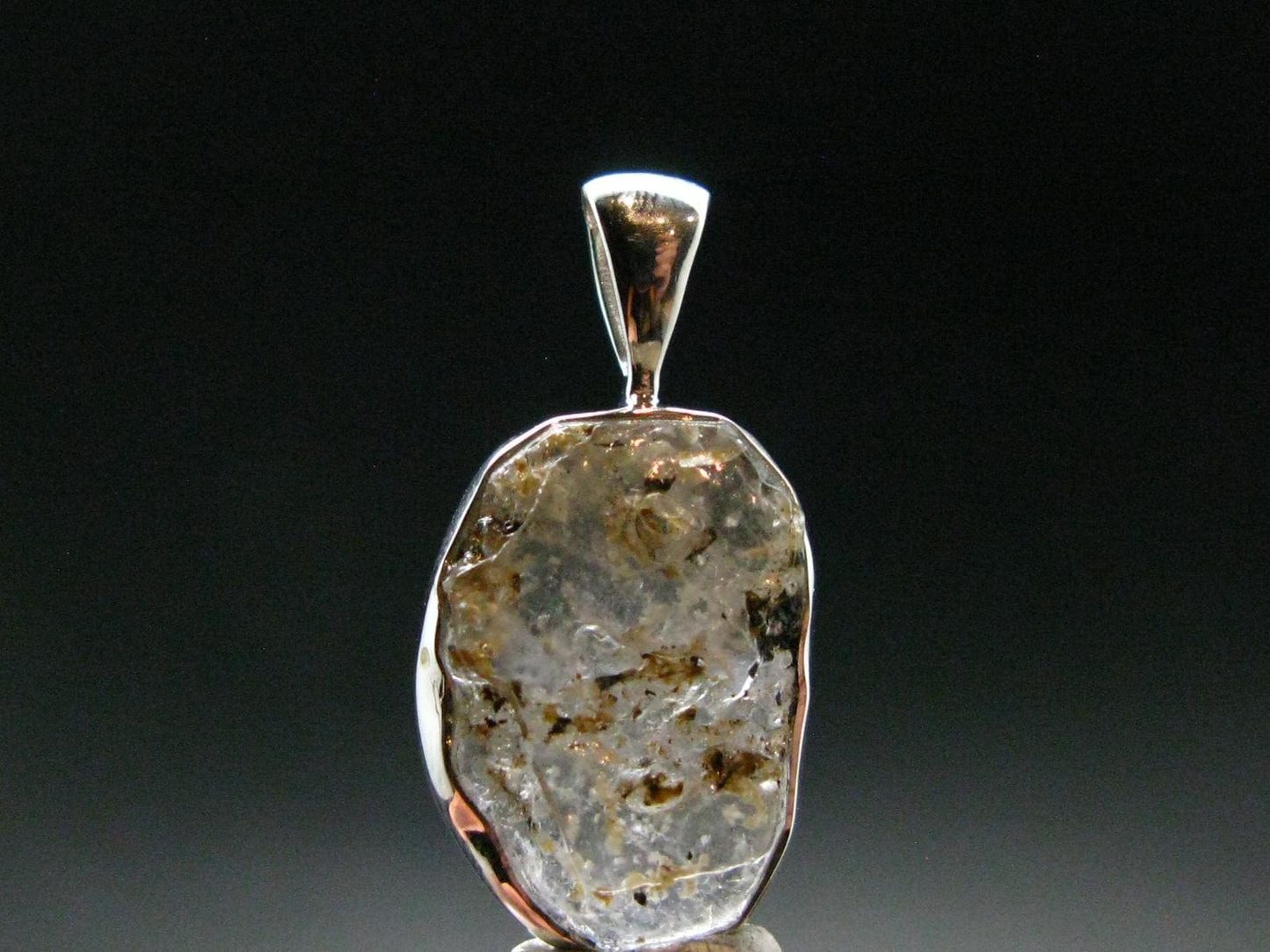 Gray Herderite Silver Pendant from Africa - 1.1" - 2.73 Grams