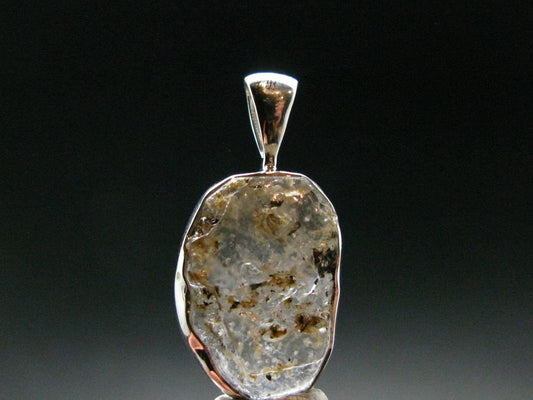Gray Herderite Silver Pendant from Africa - 1.1" - 2.73 Grams