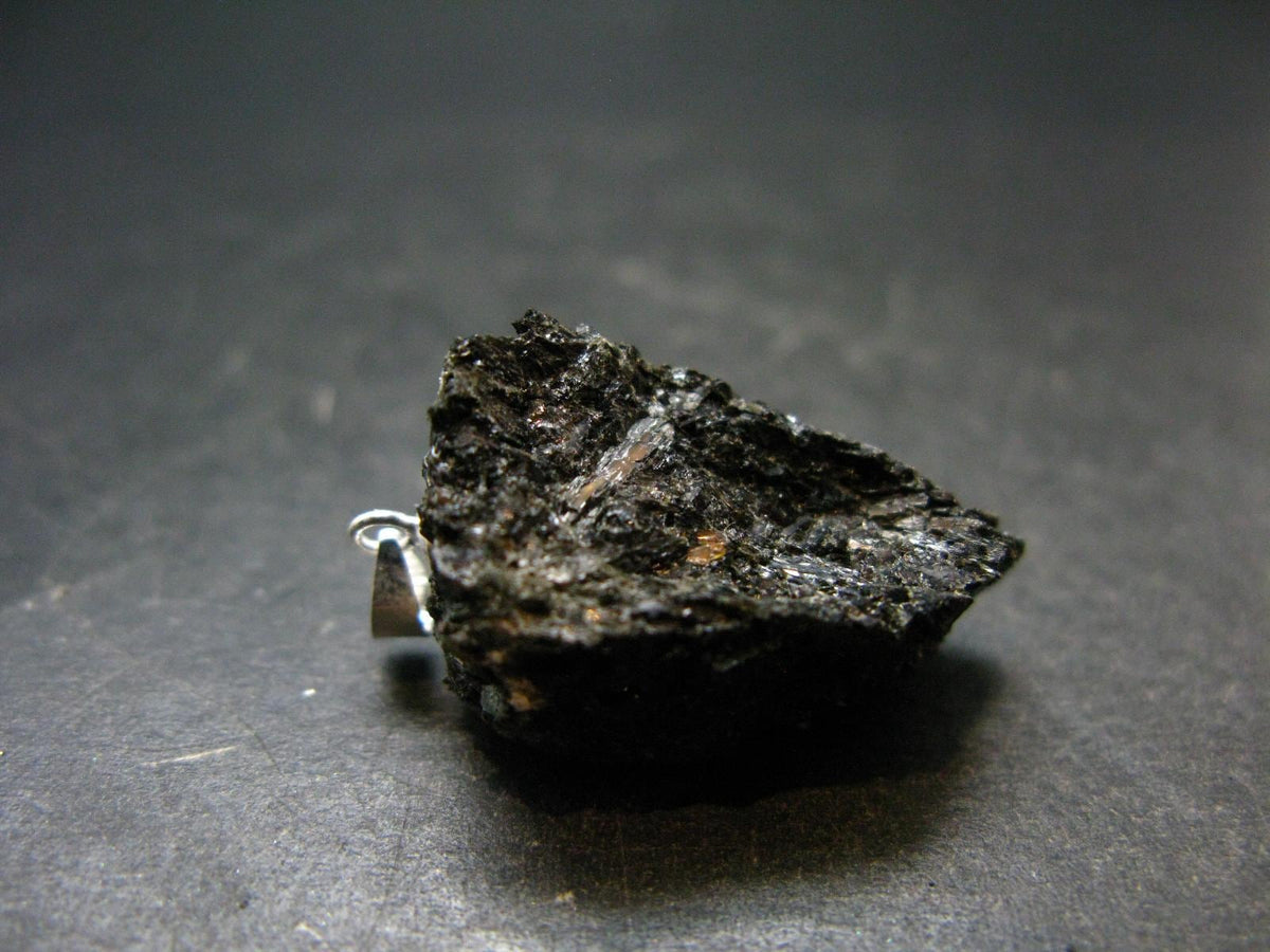 Silver Nuumite Nuummite Pendant From Greenland - 1.3"