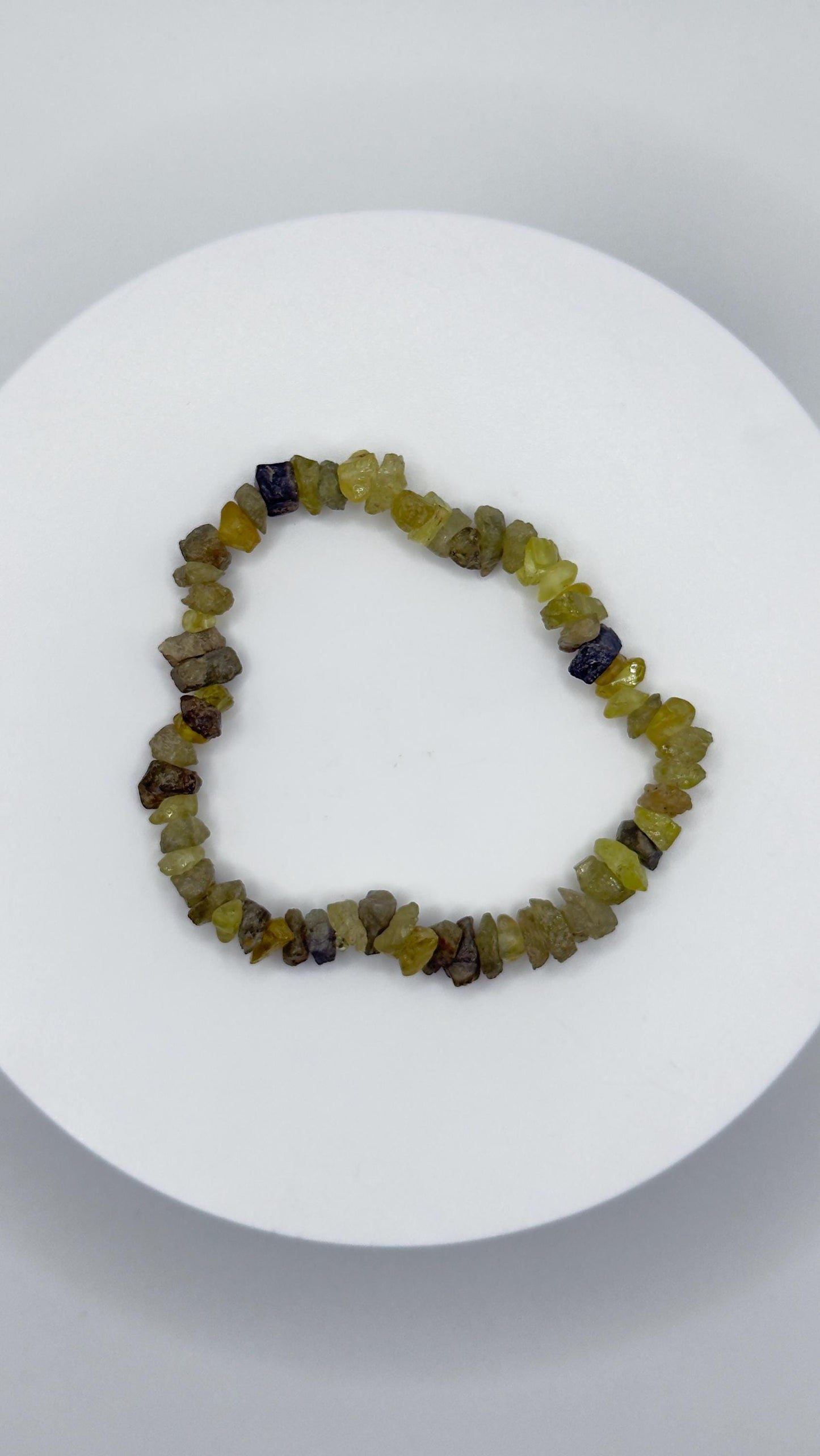 Natural Chrysoberyl Chip Bracelet, Raw Crystal Gemstone Stretch Jewelry