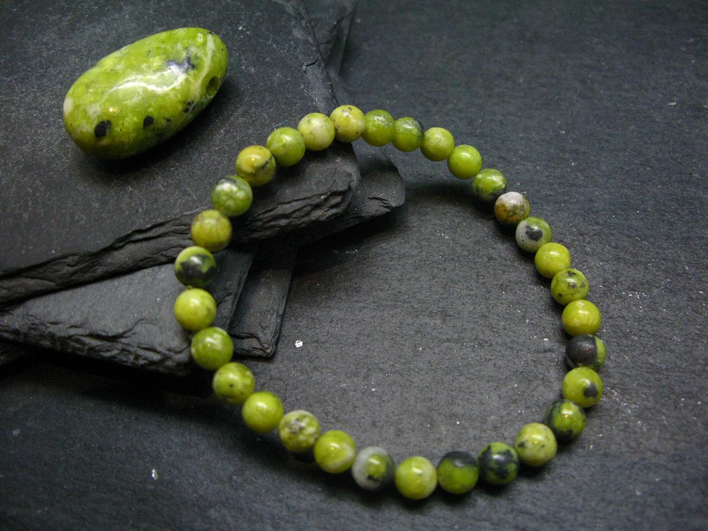 Lizardite Genuine Bracelet ~ 7 Inches ~ 6mm Round Beads