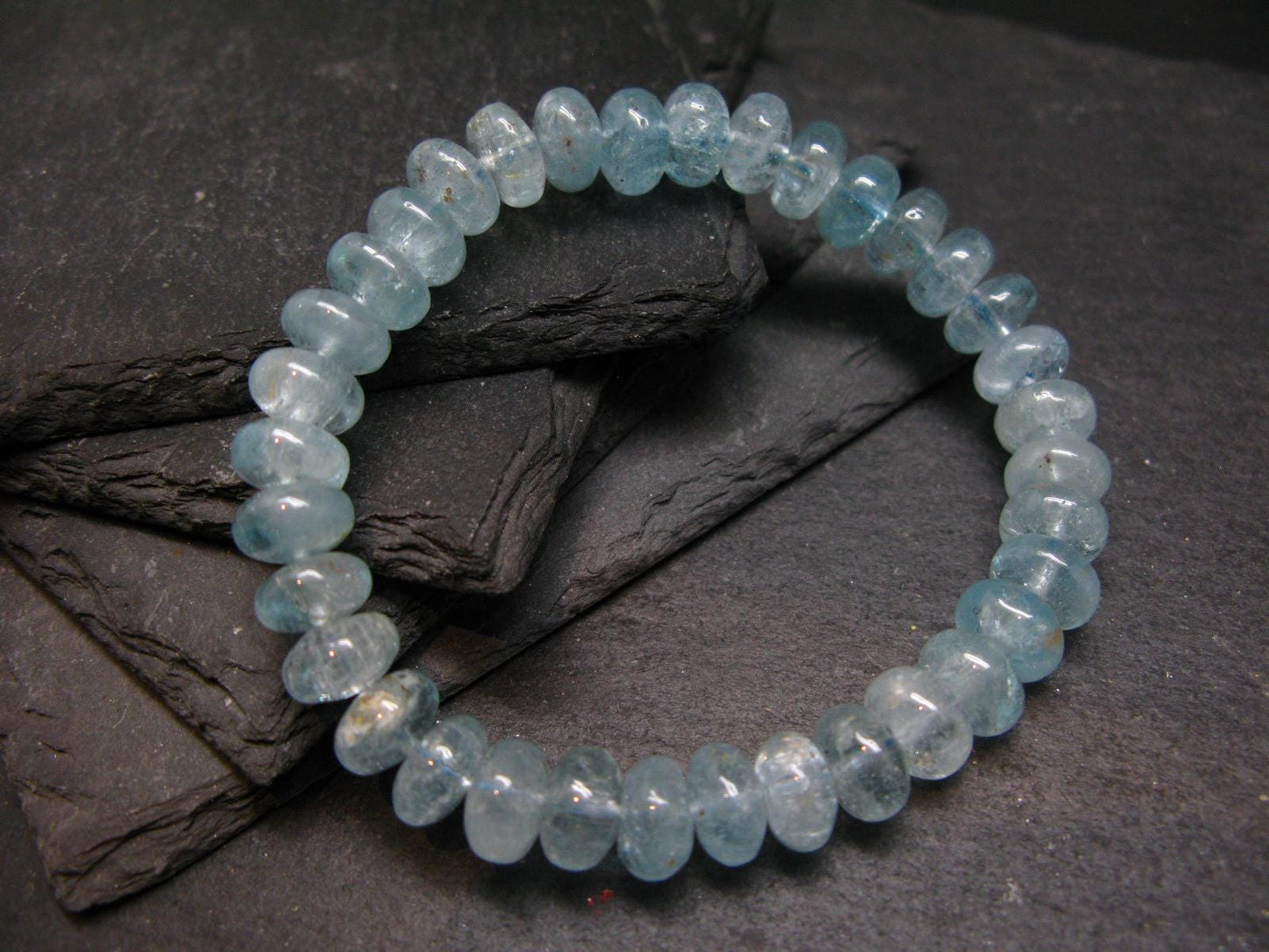 Blue Topaz Genuine Bracelet ~ 7 Inches ~ 9mm Rondelle Beads