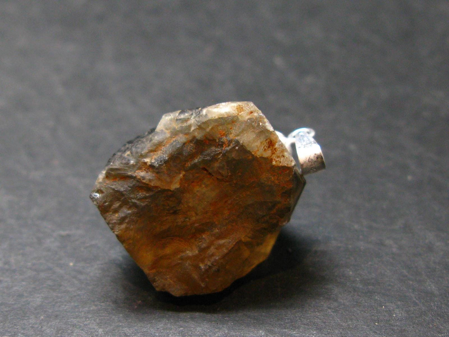 Natural Unheated Citrine Crystal Silver Pendant from Congo - 8.14 Grams