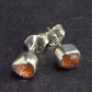 Natural Raw Shiny Sunstone Studs Earrings In Sterling Silver - 0.6"